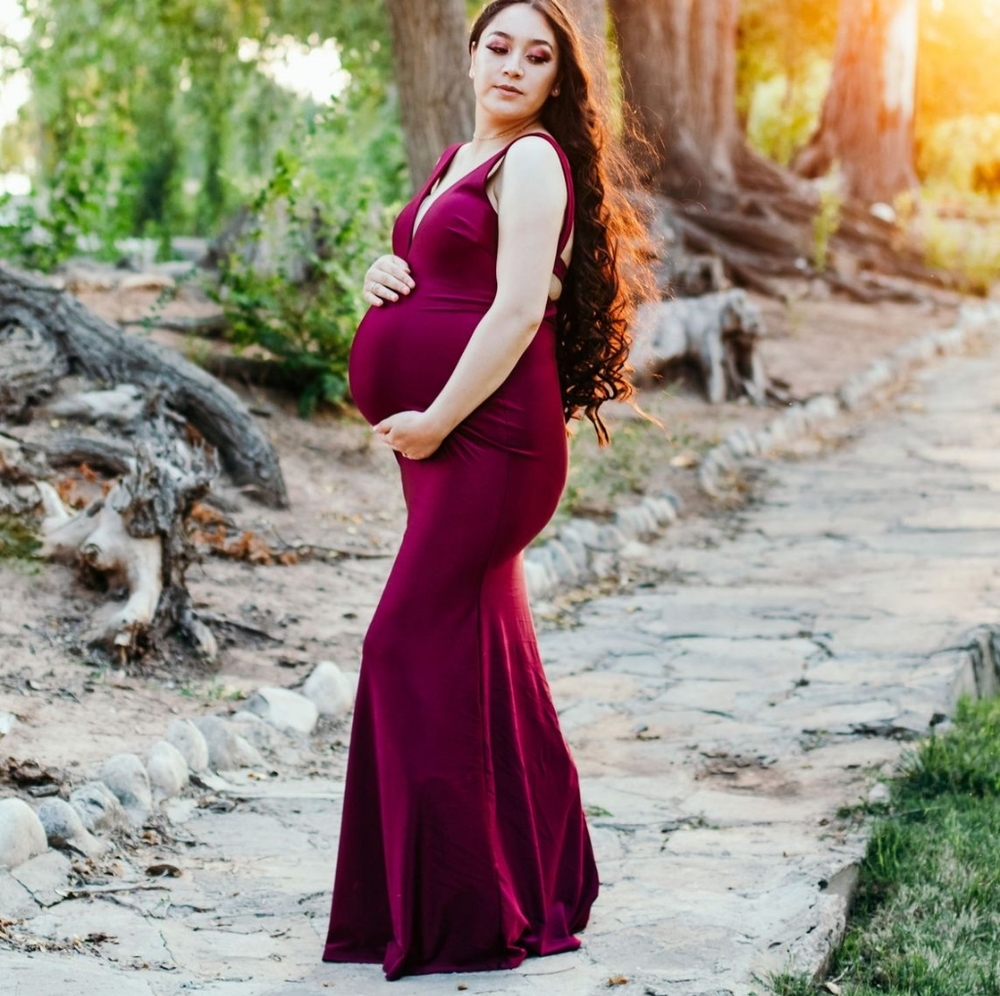 Maroon stretch gown